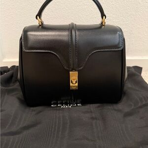 Celine MINI 16 IN SATINATED CALFSKIN (BLACK)